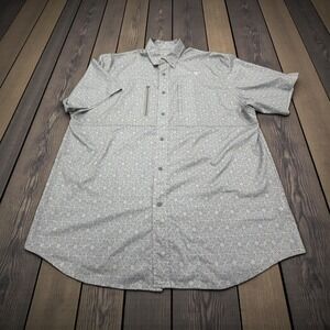Ariat Mens XL VentTEK Classic Short Sleeve Button Down Shirt Grey Geometric 1855
